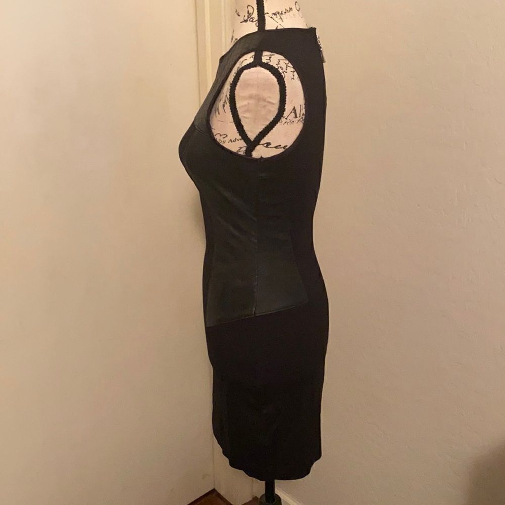 Bebe Black Leather Panel Dress - Picture 2 of 13
